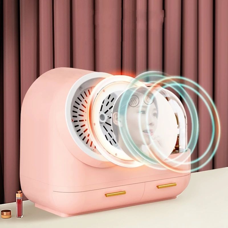 Portable Makeup Organizer with Mirror and LED Light Fan