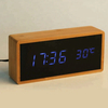 Bamboo Material LED Display Alarm Clock With Wireless Charger 