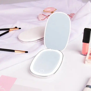 Handheld Portable Folding Gift LED Cosmetic Mirror with Light