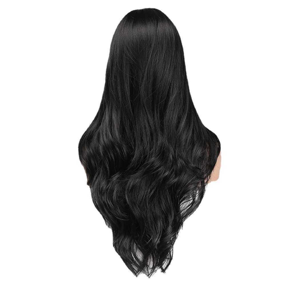 Wholesale Fashion Women Black High Temperature Long Curly Wig 