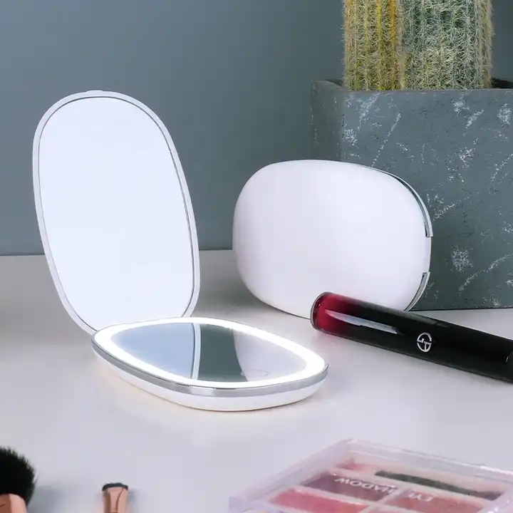 Handheld Portable Folding Gift LED Cosmetic Mirror with Light