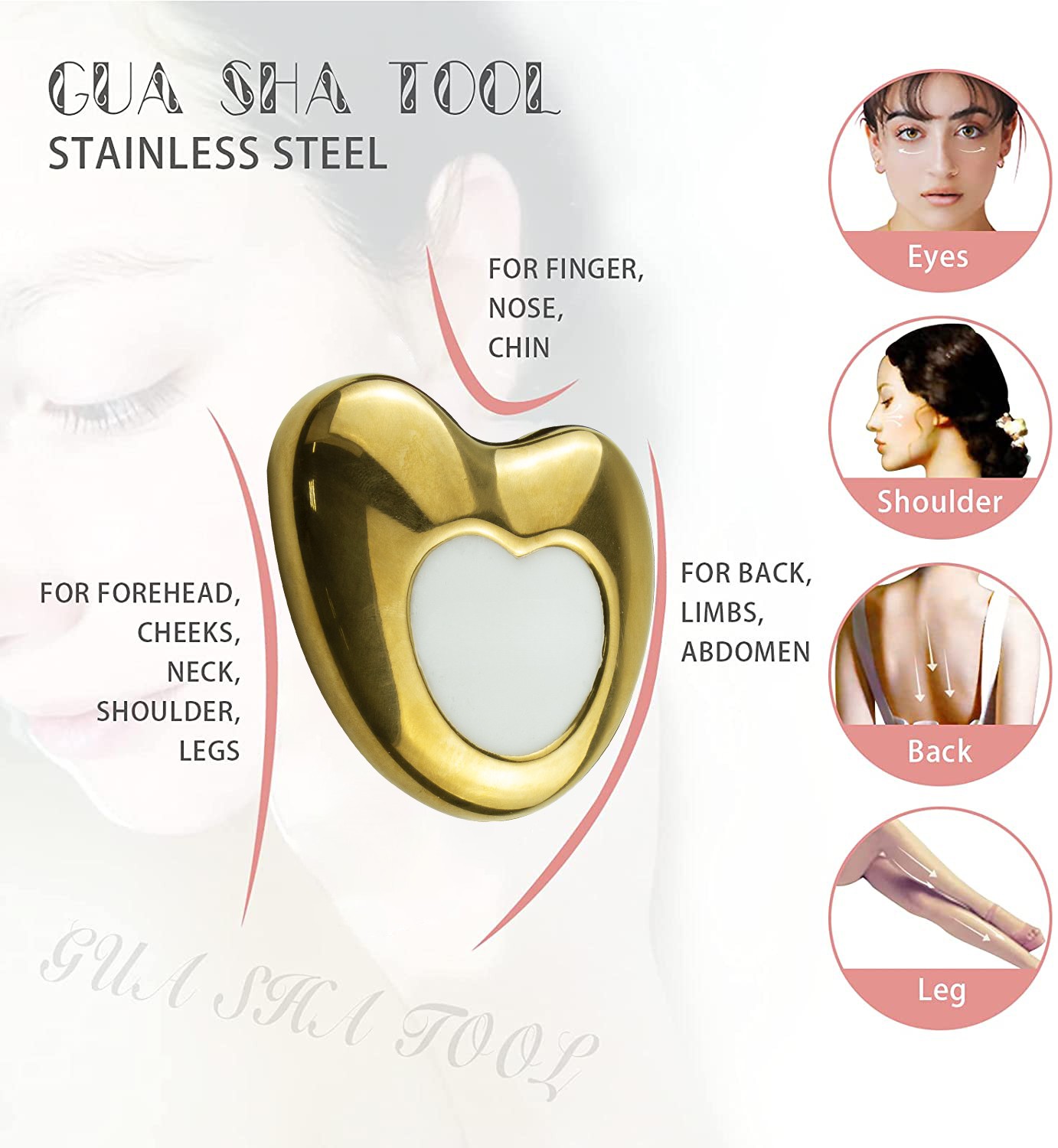 Heart Shape Metal Love Face Message Tool Gua Sha Board