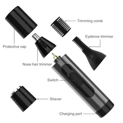 Portable 3 in 1 Rechargeable Electric Professional Nose Hair Trimmer