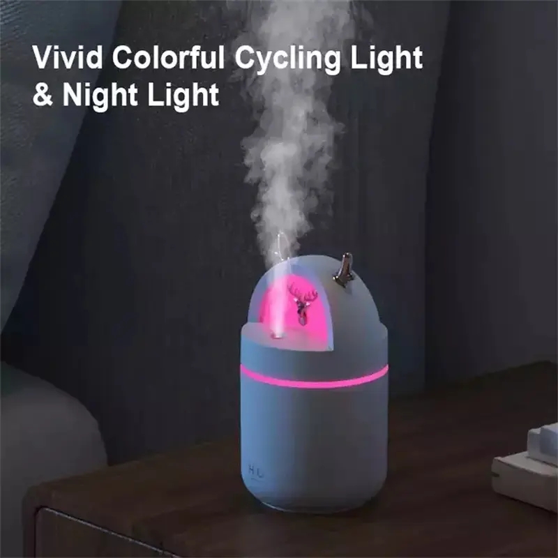 280ml Mini Cute Deer Air Humidifier with Night Light Fan