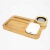 Natural Bamboo Organizer Office Wireless Charger With Speaker Phone Holder