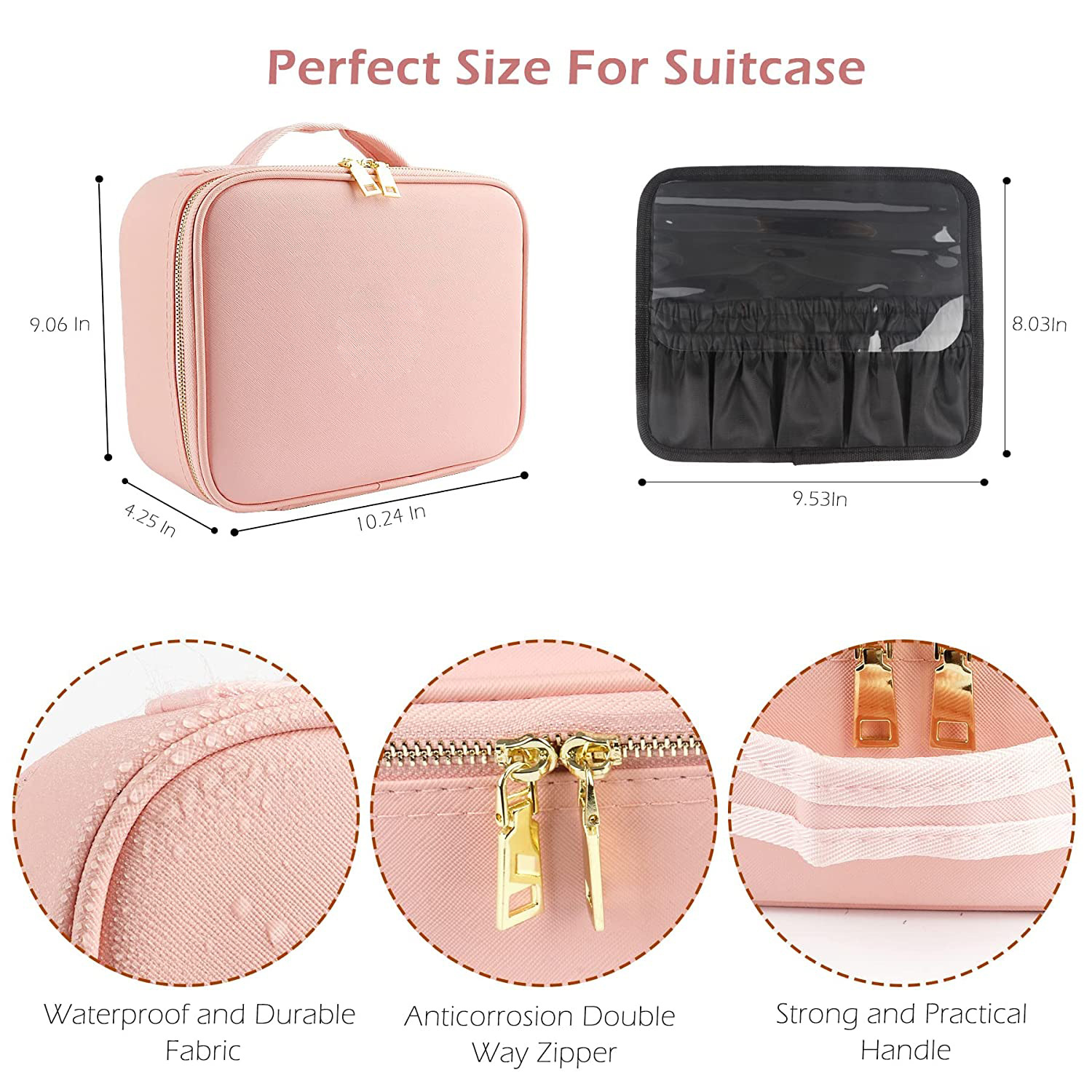 Portable Travel Makeup Storage Bag With LED Mirror For Lady 