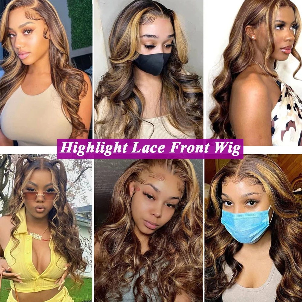 13*4 Body Wave Piano Color Front Lace Wigs Human Hair 