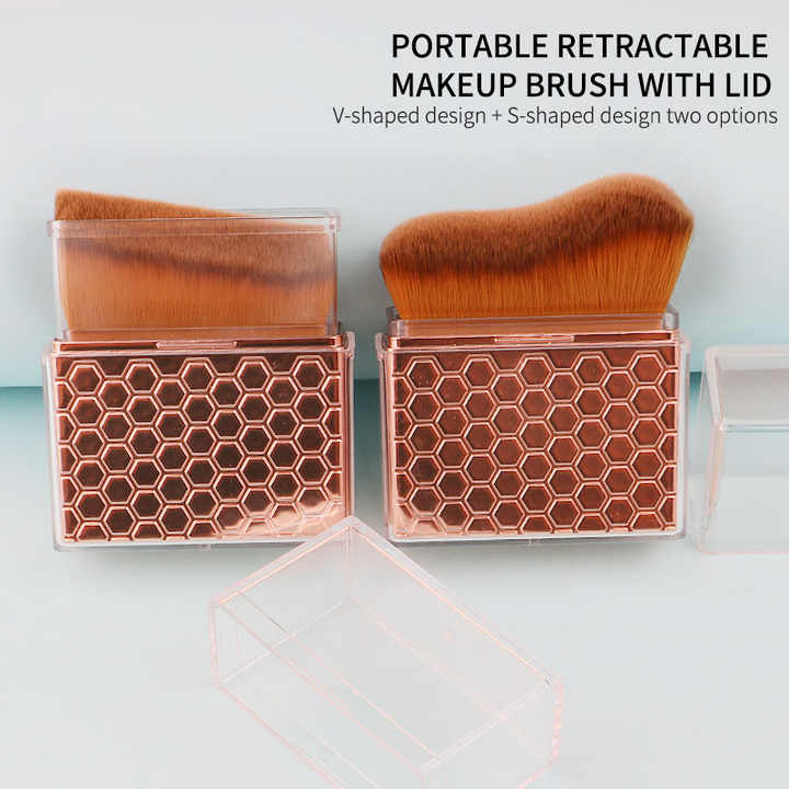 Portable Synthetic Fiber Retractable Foundation Cosmetic Soft Brushes