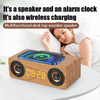 3 In 1 Wooden Wireless Charging Bluetooth Speaker With Alarm Clock