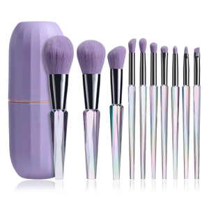 10pcs Crystal Makeup Brushes Cosmetic Brush Set with Pvc Bucket