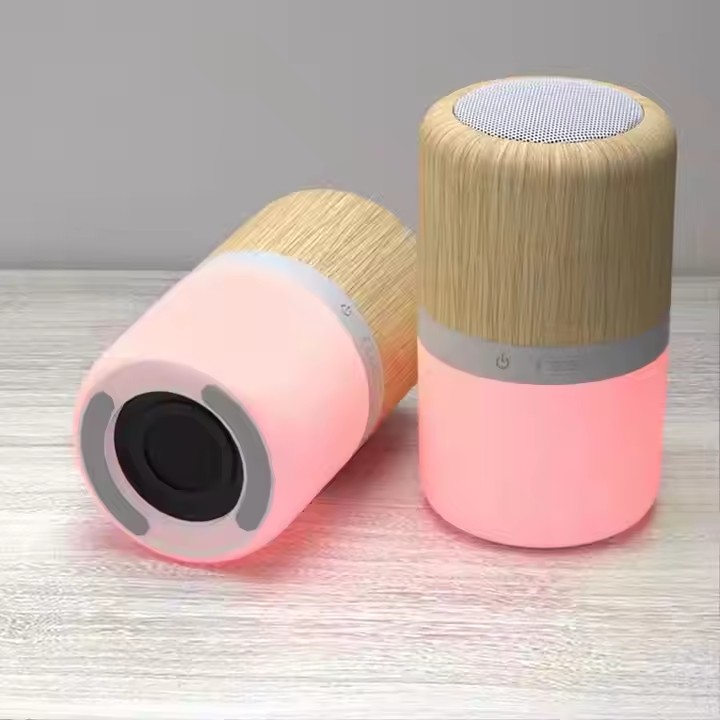 Portable Mini Bamboo Wood Bluetooth Speaker With RGB LED Light