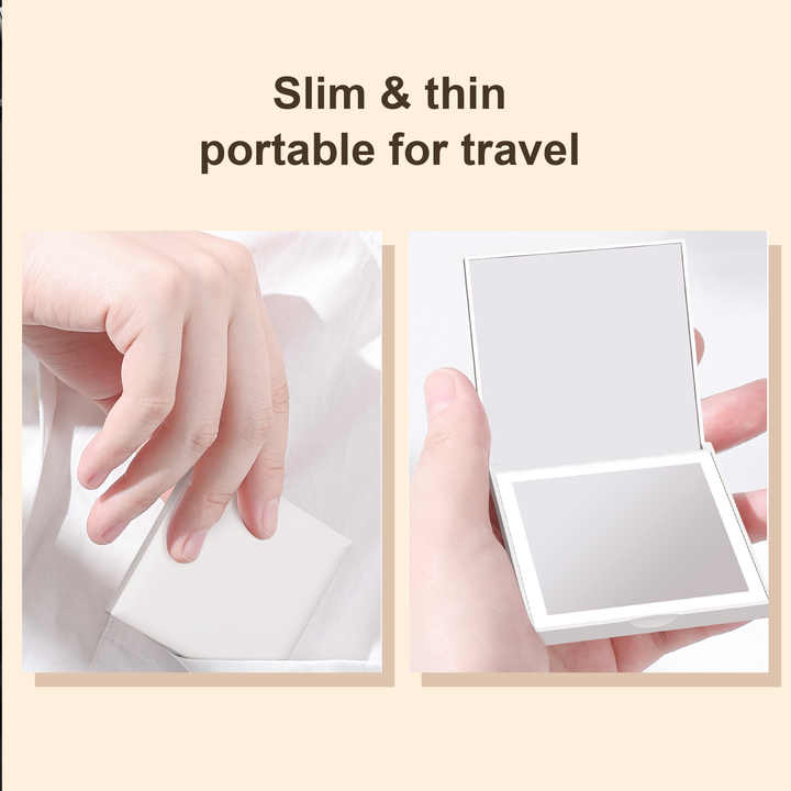 Mini Makeup Handheld Plastic LED Cosmetic Mirror