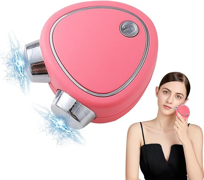 Portable Rechargeable Dual-head EMS Facial Massager Roller Introducer