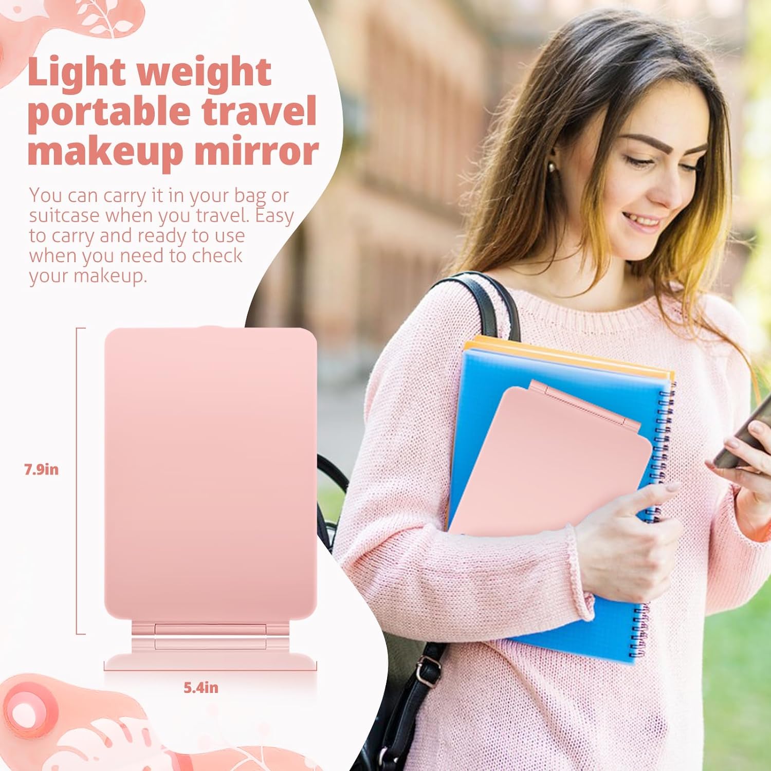 7.9 Inch Portable Desktop Travel Rechargeable Foldable Led Makeup Mirror