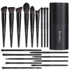 18pcs Champagne Makeup Brush Set with Black Storage Bucket Suitable for Facial