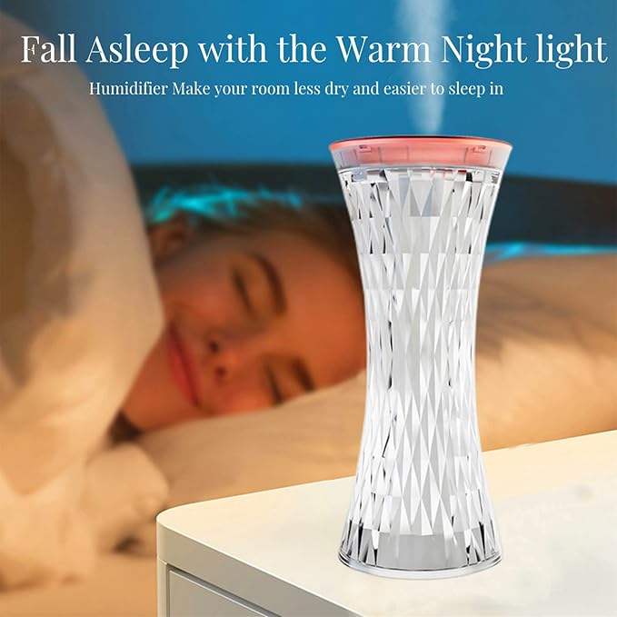 7 Color Auto Changing Diamond Crystal Table Lamp Humidifiers for Bedroom