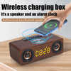 3 In 1 Wooden Wireless Charging Bluetooth Speaker With Alarm Clock