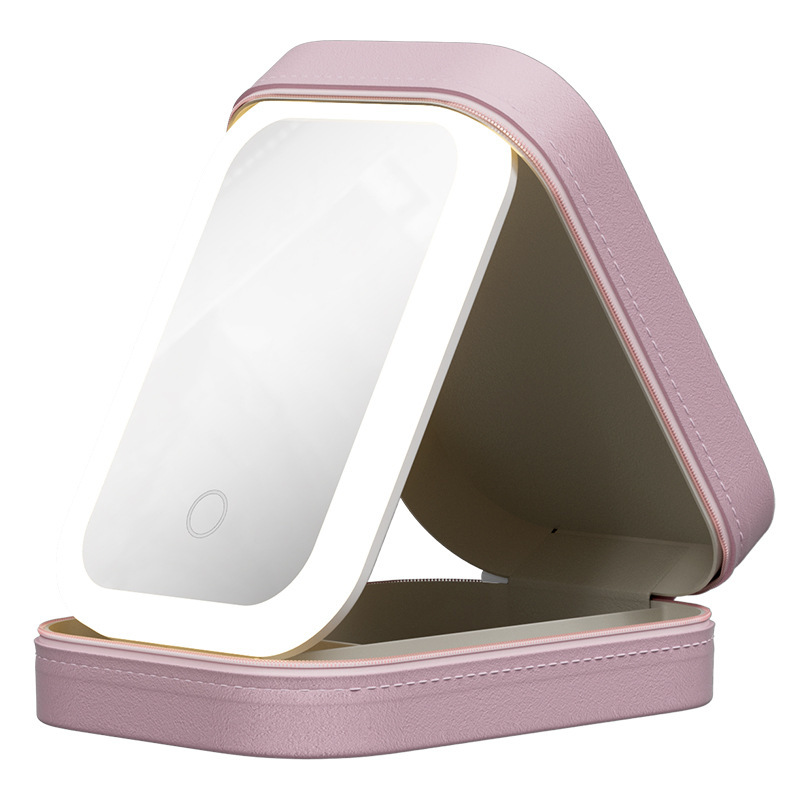 Travel Integrated Makeup Storage Box With Light-Filling Mirror