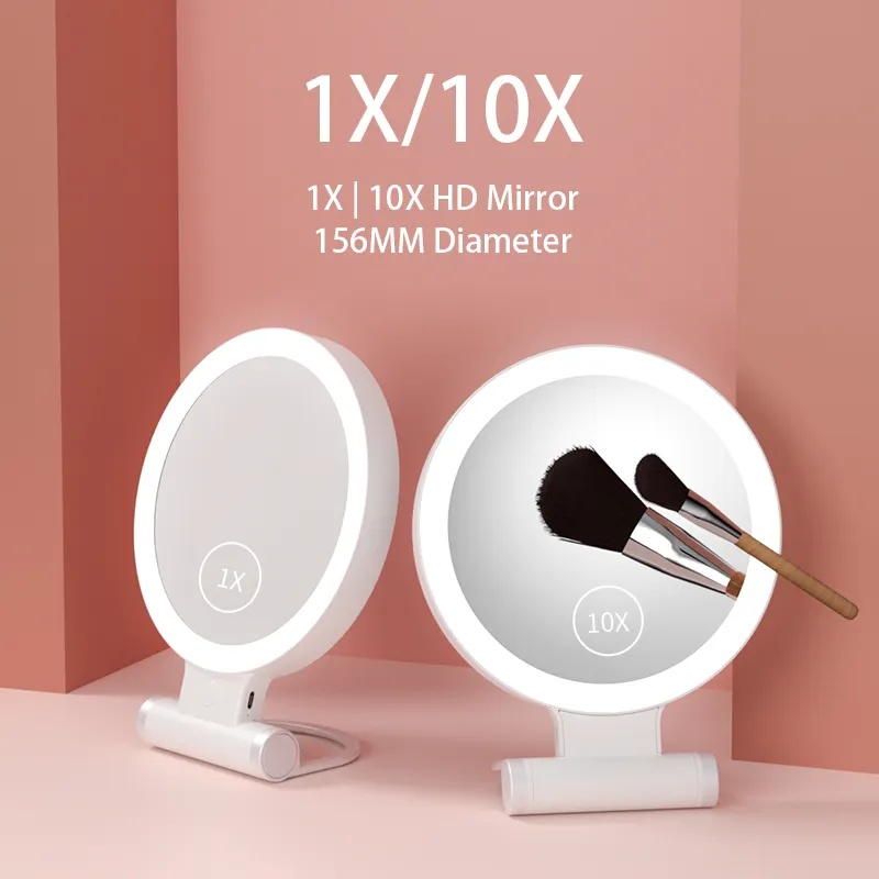 1X 10X Double Sided Magnification Makeup Mirror with Light