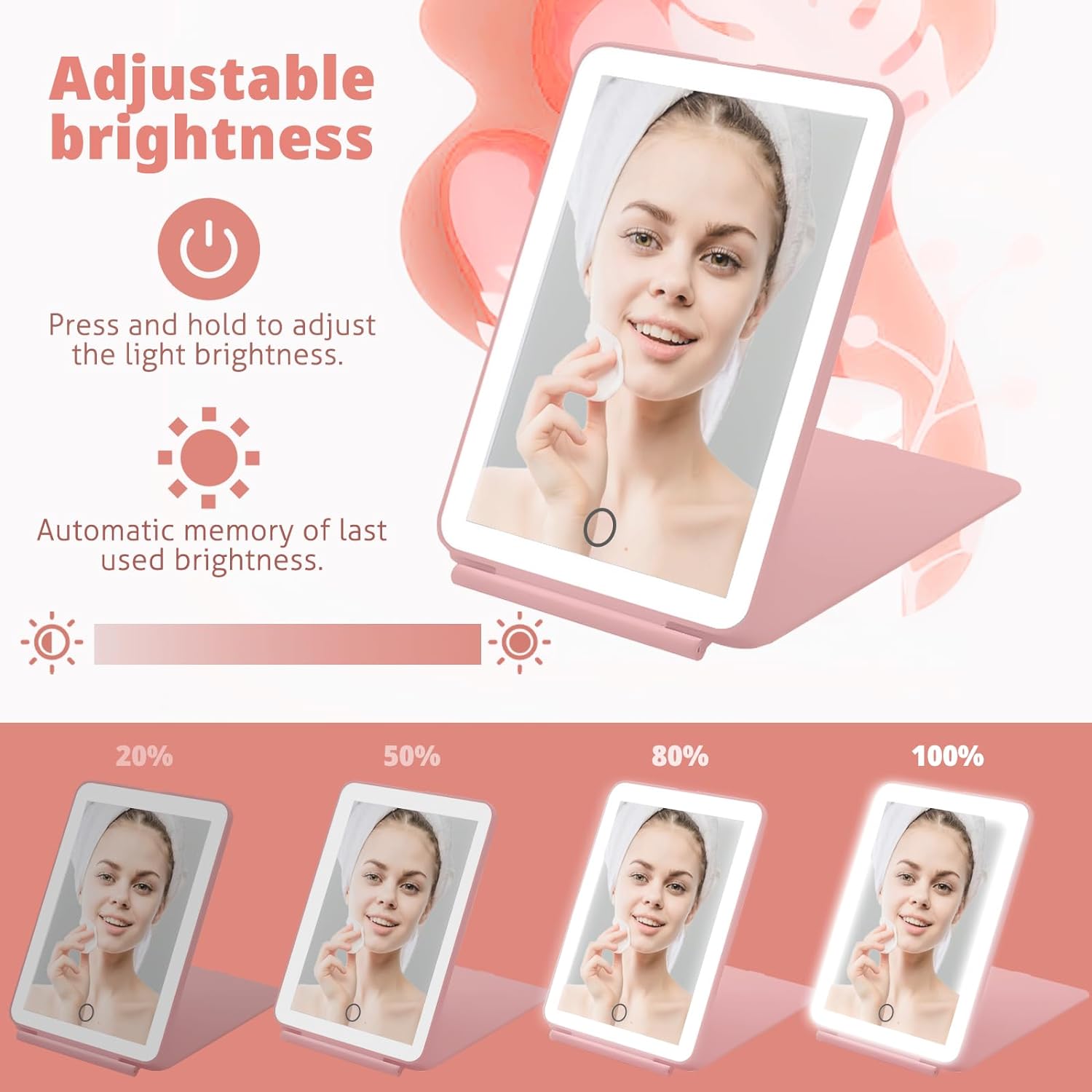 7.9 Inch Portable Desktop Travel Rechargeable Foldable Led Makeup Mirror