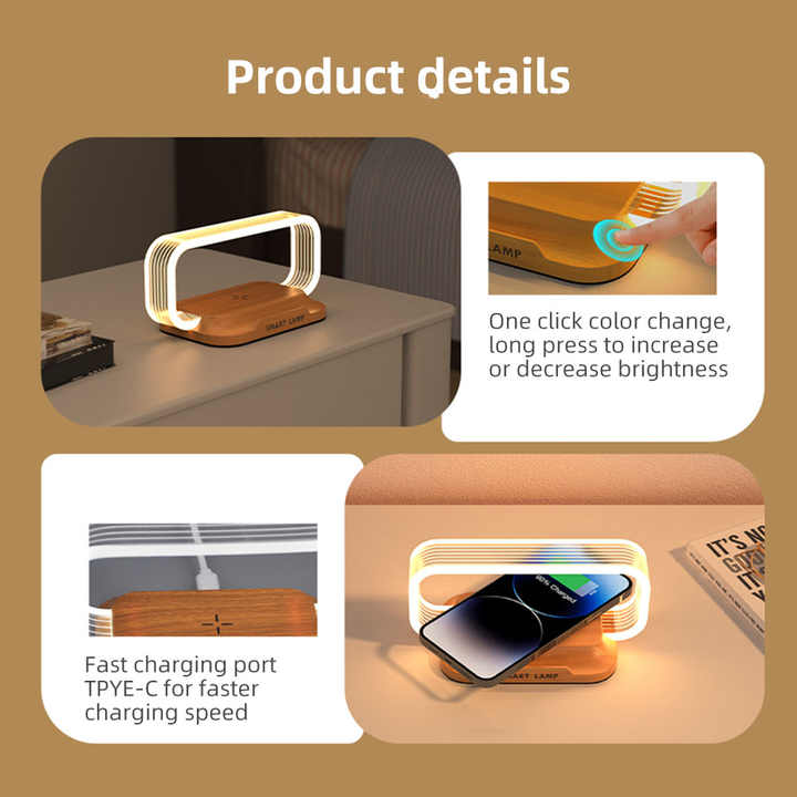 2 in 1 15W Wireless Charger with Touch Control Foldable Table Lamp 