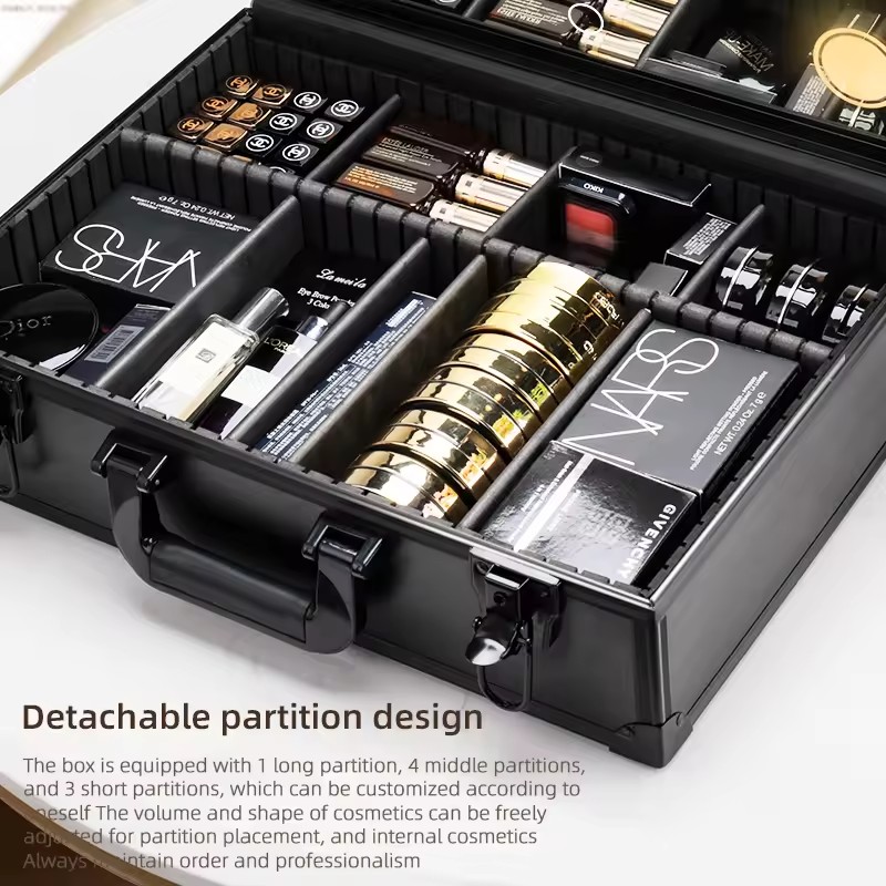 Handheld Portable Cosmetic Case Organizer with Mirror and Lights