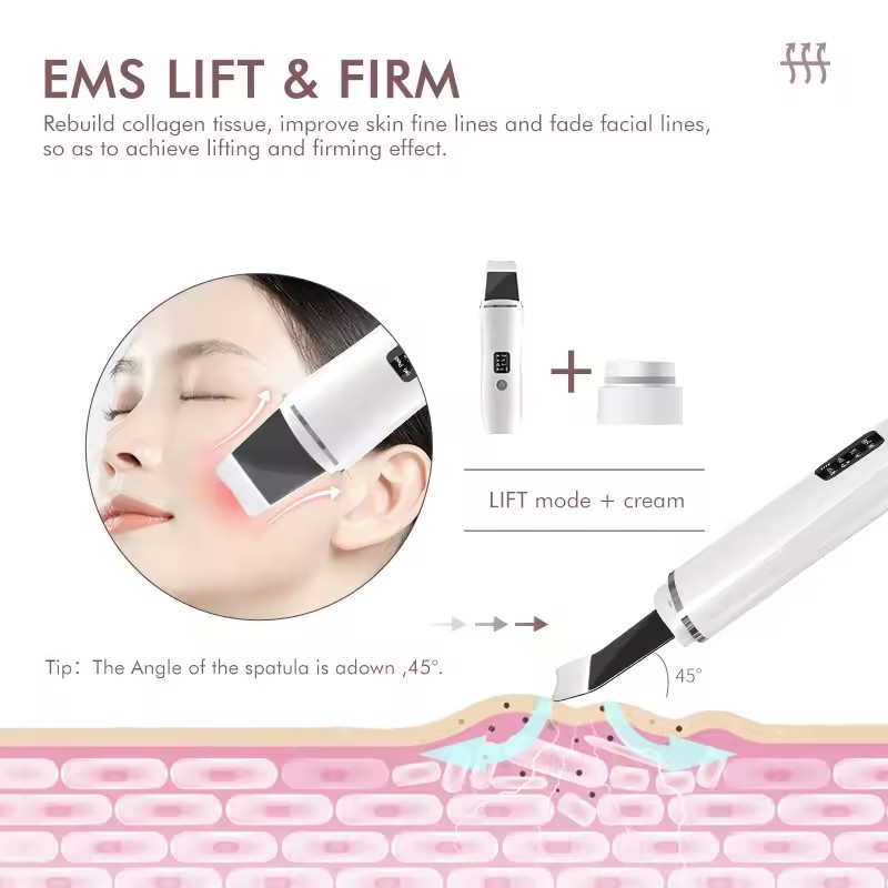 EMS Electric Ultrasonic Skin Face Scraper Pore Cleanser