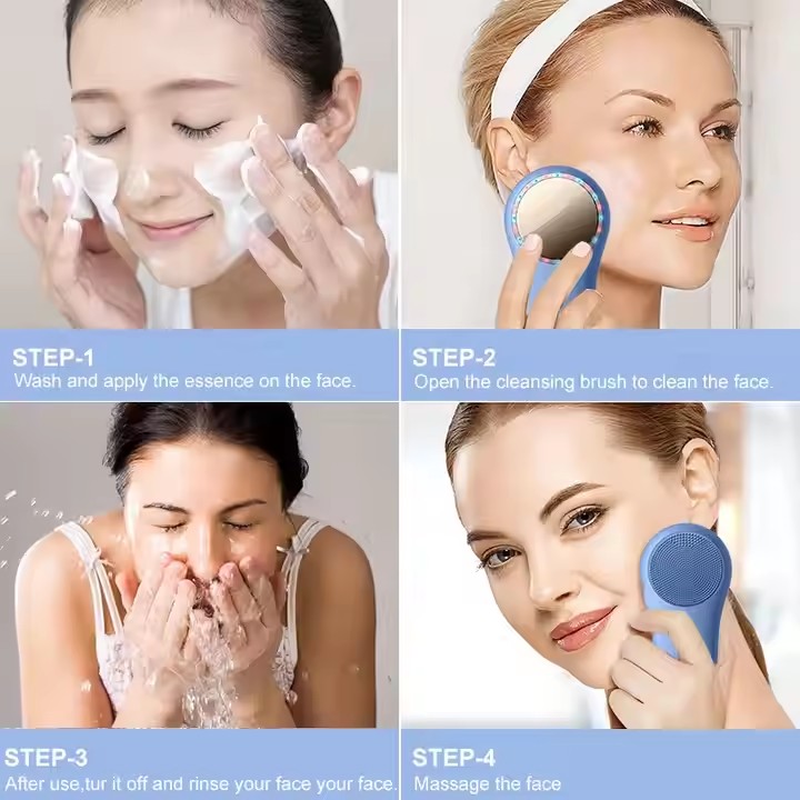 Waterproof Rechargeable Face Scrub Facial Cleansing Brush for Men Women