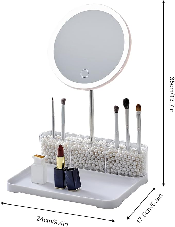 Smart Rechargeable LED Tabletop Makeup Mirror with Touch Control 